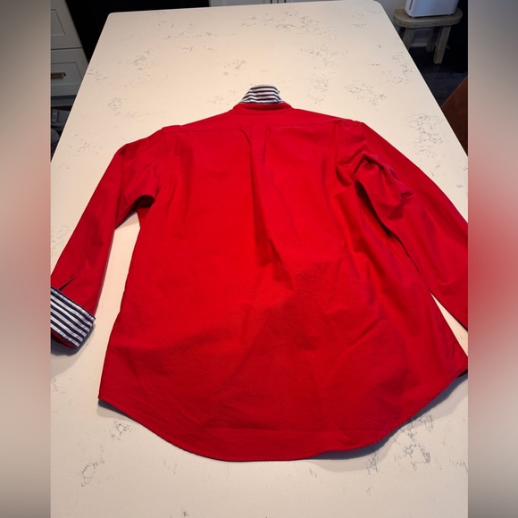 Ralph Lauren long sleeve oxford button down shirt with striped details Red - Picture 7 of 9